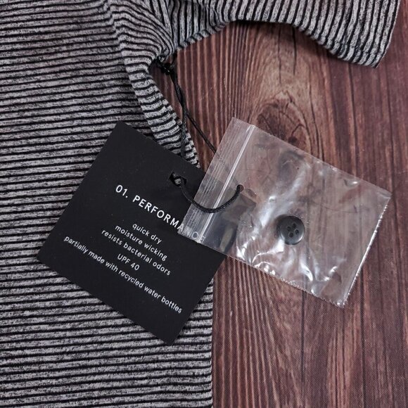 NWT 01.ALGO Mens Large Kris Performance Microstripe Henley Stitch Fix Gray Black - Picture 5 of 12